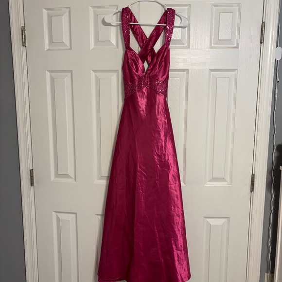 Vintage Y2K Gunne Sax Pink Maxi Sparkly Dress - Picture 3 of 7